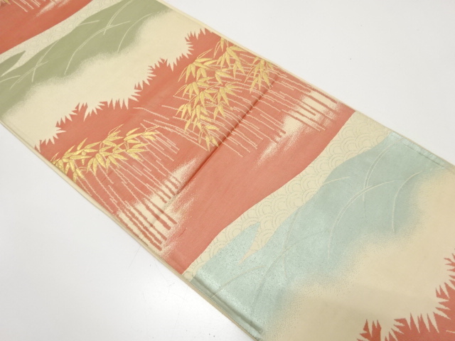 JAPANESE KIMONO / ANTIQUE FUKURO OBI / SILK / WOVEN GRASS